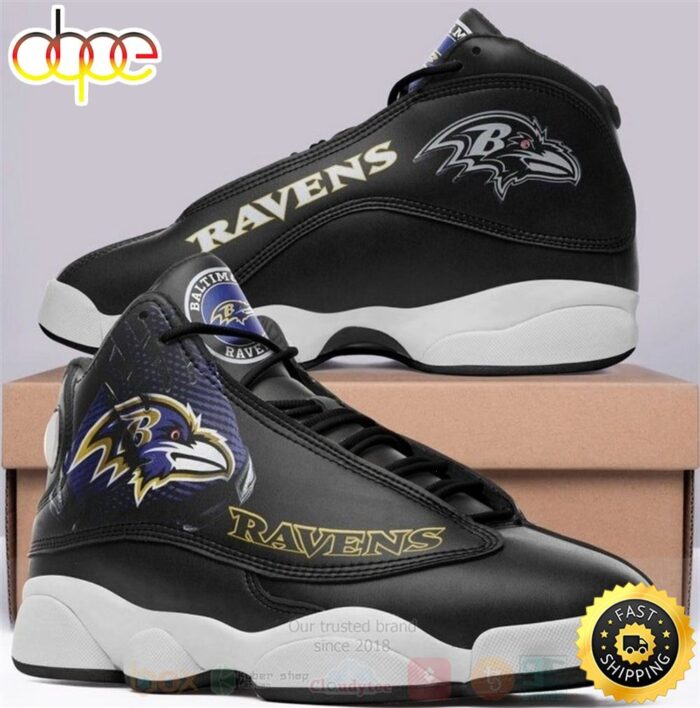 Baltimore Ravens NFL Big Logo Football Team Air Jordan 13 Shoes