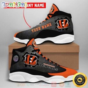Cincinnati Bengals NFL Football Team Custom Name Orange Air Jordan 13 Shoes