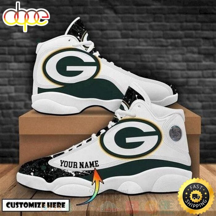 Green Bay Packers Football NFL Custom Name Air Jordan 13 Shoes