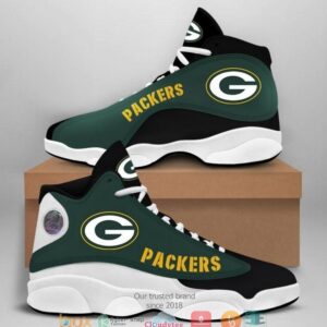 Green Bay Packers Nfl Big Logo Football Team Air Jordan 13 Sneaker Shoes