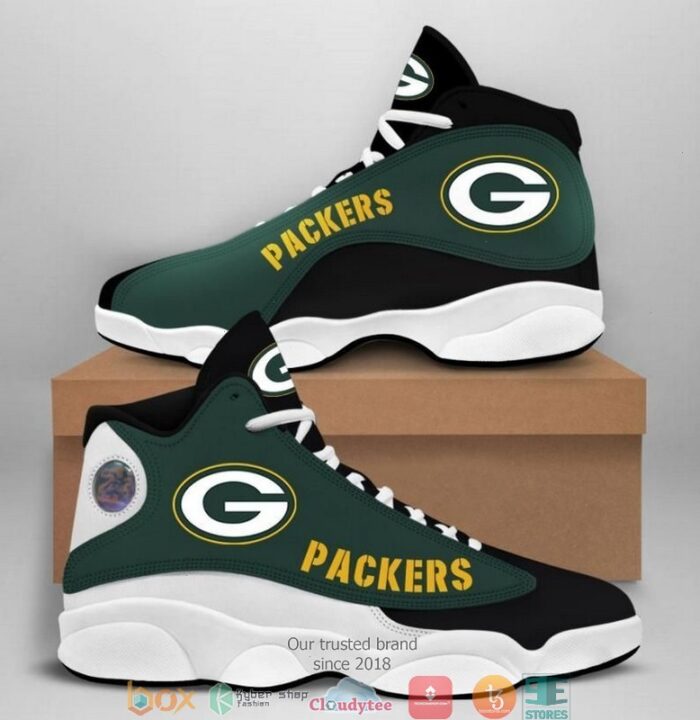 Green Bay Packers Nfl Big Logo Football Team Air Jordan 13 Sneaker Shoes