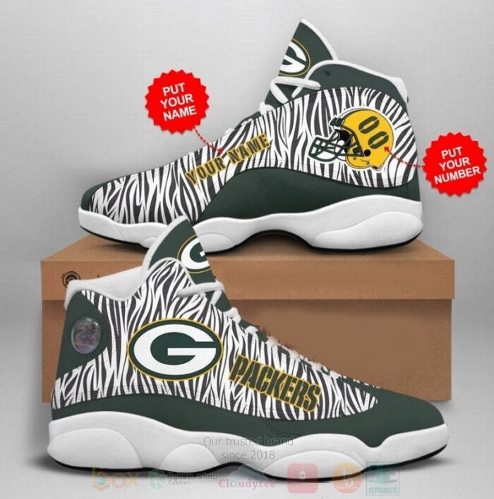 Green Bay Packers Nfl Football Camo Team Personalized Air Jordan 13 Shoes