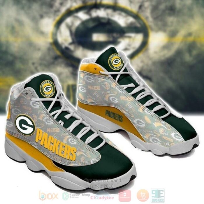Green Bay Packers Nfl Team Green Yellow Air Jordan 13 Shoes