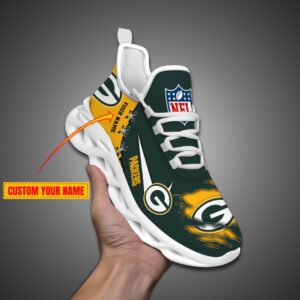 Green Bay Packers Personalized Ripped Design NFL Max Soul Shoes