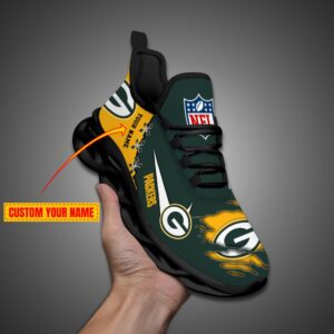 Green Bay Packers Personalized Ripped Design NFL Max Soul Shoes