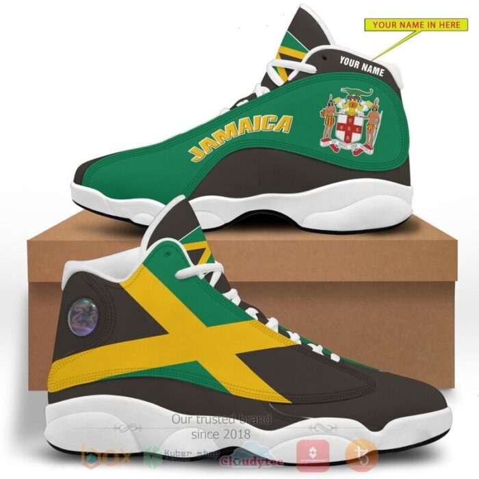 Jamaica Personalized Black Yellow Air Jordan 13 Shoes