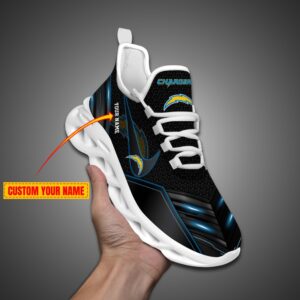 Los Angeles Chargers Personalized NFL Neon Light Max Soul Shoes