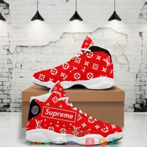 Louis Vuitton Supreme Red Air Jordan 13 Sneaker Shoes