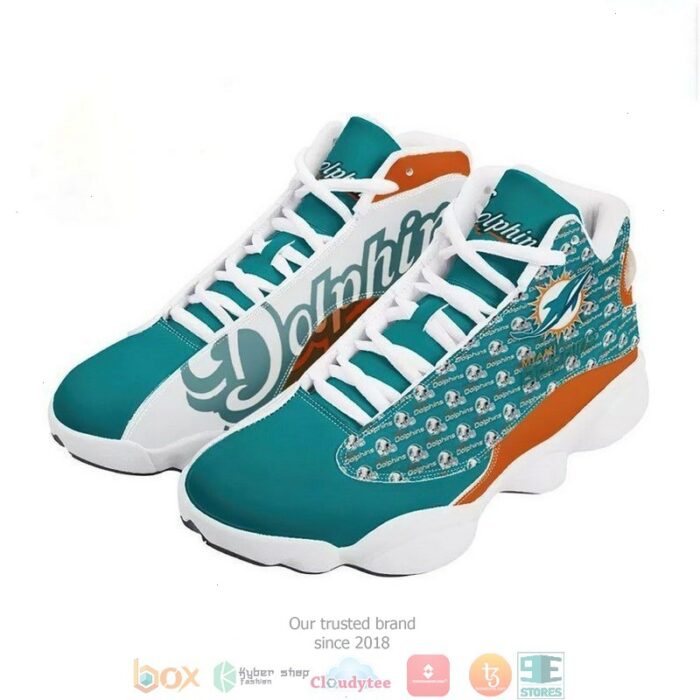 Miami Dolphins Football Nfl Big Logo Air Jordan 13 Sneaker Shoes