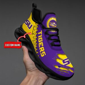 NCAA Custom name 13 LSU Tigers Personalized Max Soul Shoes