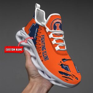 NCAA Custom name 54 Illinois Fighting Illini Personalized Max Soul Shoes