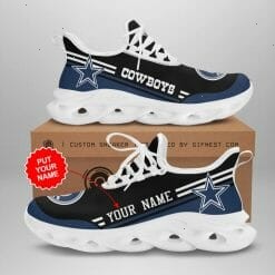 NFL Dallas Cowboys Custom Name Dark Blue Pattern Max Soul Shoes