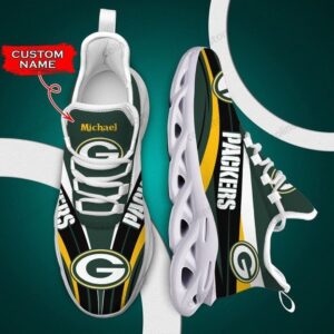NFL Green Bay Packers Custom Name Green White Yellow Curve Max Soul Shoes