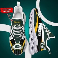 NFL Green Bay Packers Custom Name Green White Yellow Curve Max Soul Shoes