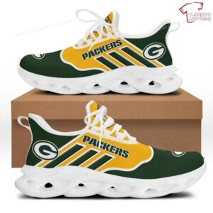 NFL Green Bay Packers Yellow Green Stripes Max Soul Sneakers Sport Shoes