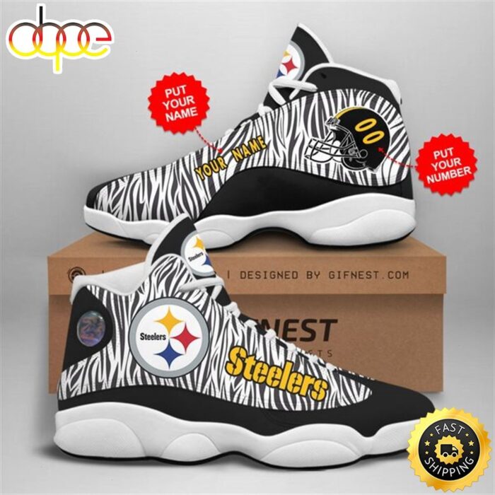 NFL Pittsburgh Steelers Custom Name Number Air Jordan 13 Shoes V2