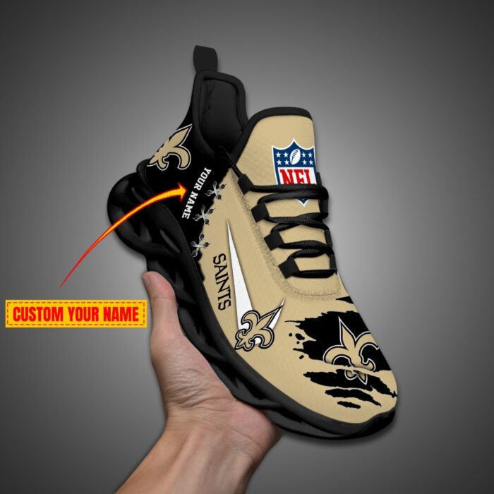 New Orleans Saints Personalized Ripped Design NFL Max Soul Shoes