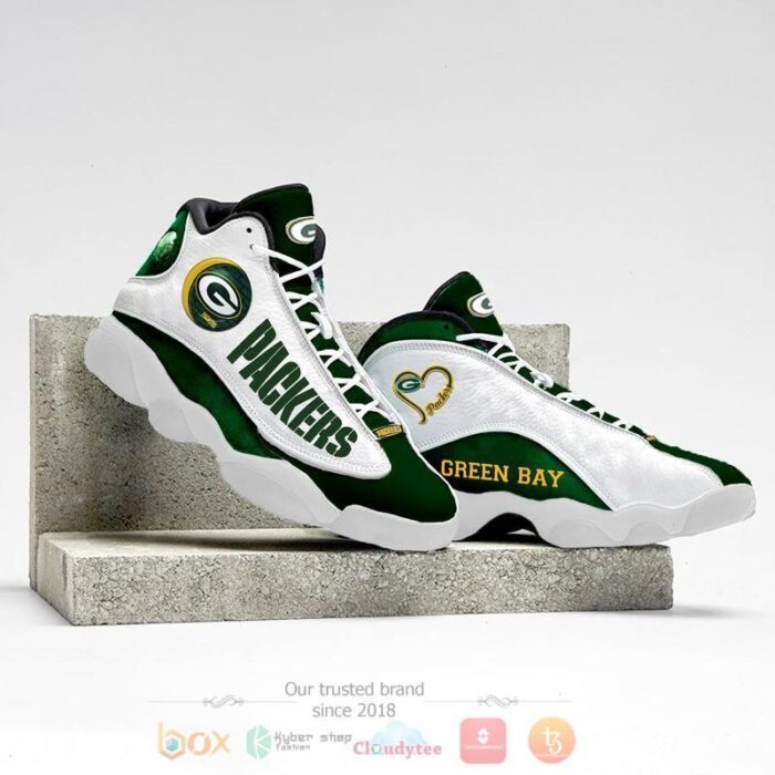 Nfl Green Bay Packers Green White Air Jordan 13 Shoes