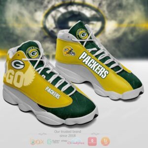 Nfl Green Bay Packers Yellow Green Air Jordan 13 Shoes