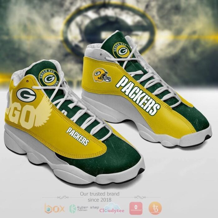 Nfl Green Bay Packers Yellow Green Air Jordan 13 Shoes