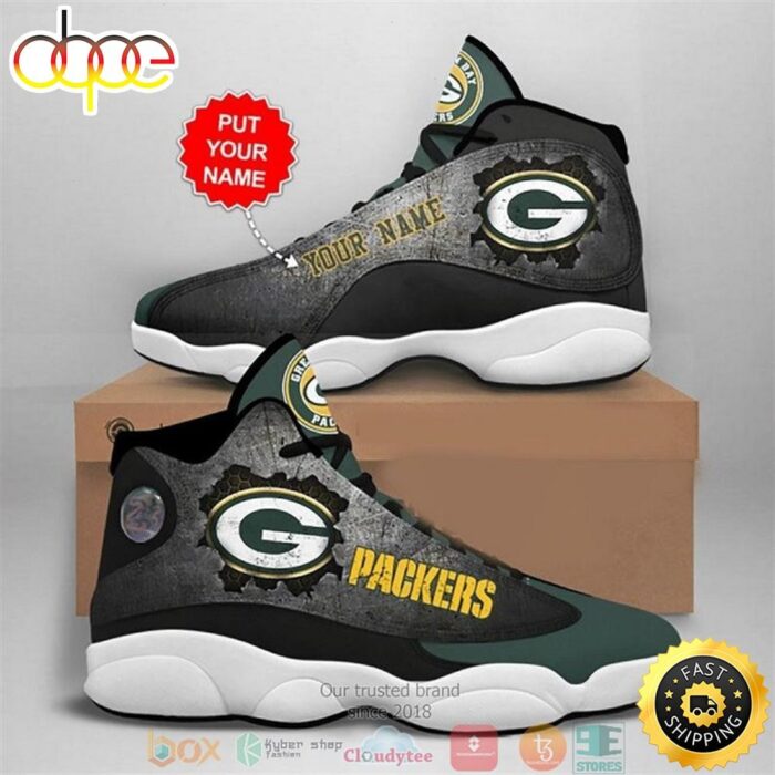 Personalized Green Bay Packers NFL Big Logo Football Team Air Jordan 13 Sneaker Shoes