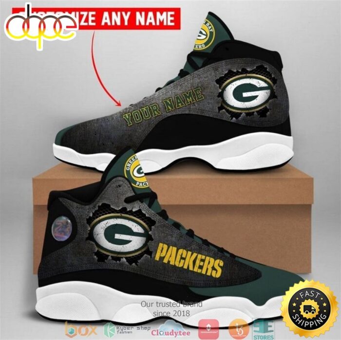 Personalized Green Bay Packers NFL Big Logo Football Team Air Jordan 13 Sneaker Shoes 2