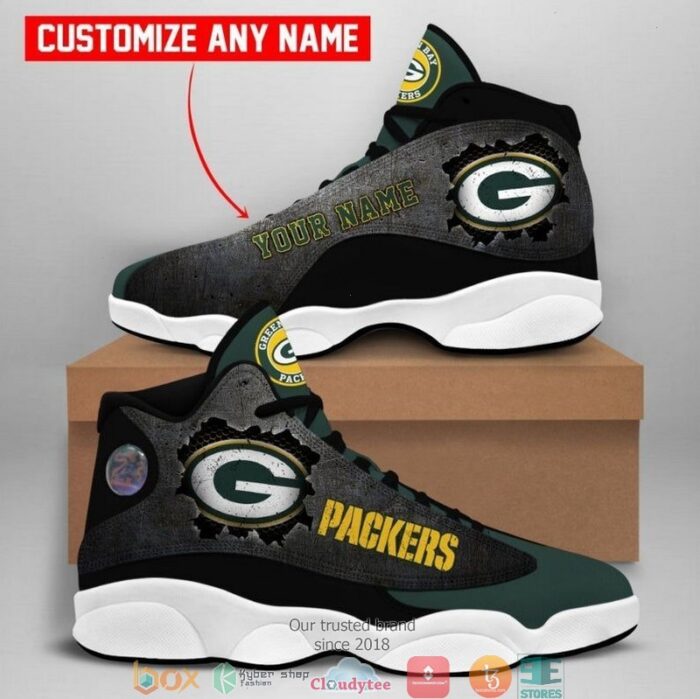 Personalized Green Bay Packers Nfl Big Logo Football Team Air Jordan 13 Sneaker Shoes 2