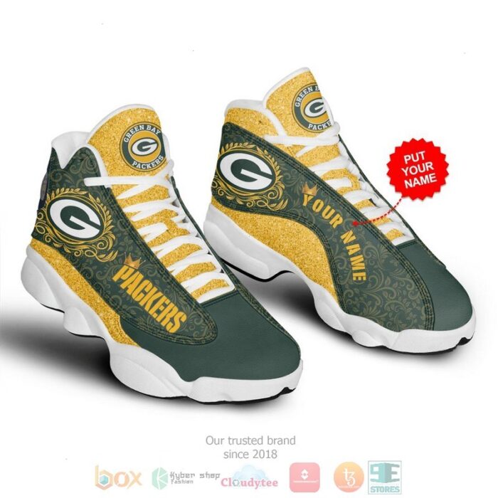 Personalized Green Bay Packers Nfl Football Custom Air Jordan 13 Shoes