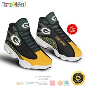 Personalized Green Bay Packerss Football NFL 9 Big Logo Air Jordan 13 Sneaker Shoes