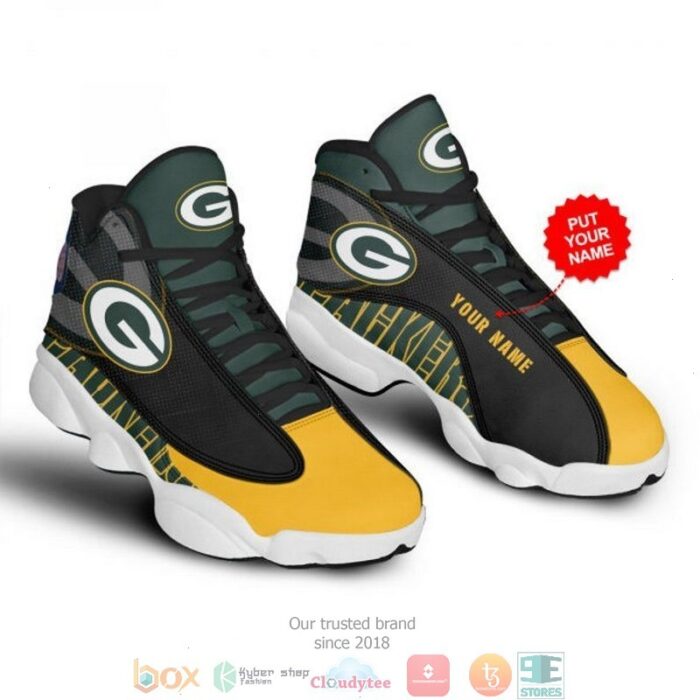 Personalized Green Bay Packerss Football Nfl 9 Big Logo Air Jordan 13 Sneaker Shoes