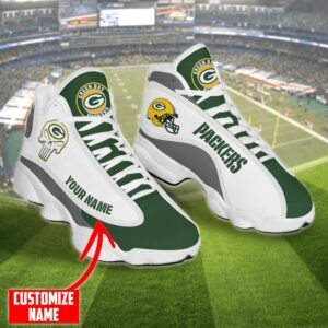 Personalized Nfl Green Bay Packers Skull Helmet Air Jordan 13 Shoes