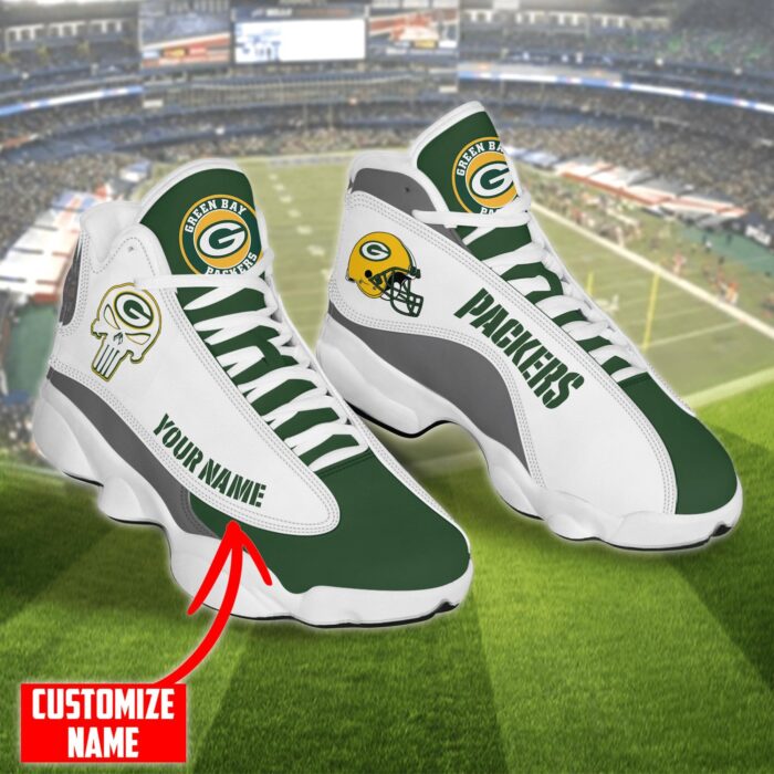 Personalized Nfl Green Bay Packers Skull Helmet Air Jordan 13 Shoes