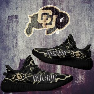 Yeezy Shoes Ncaa Colorado Buffaloes Gold Black Lightning Ralphie Yeezy Boost Sneakers